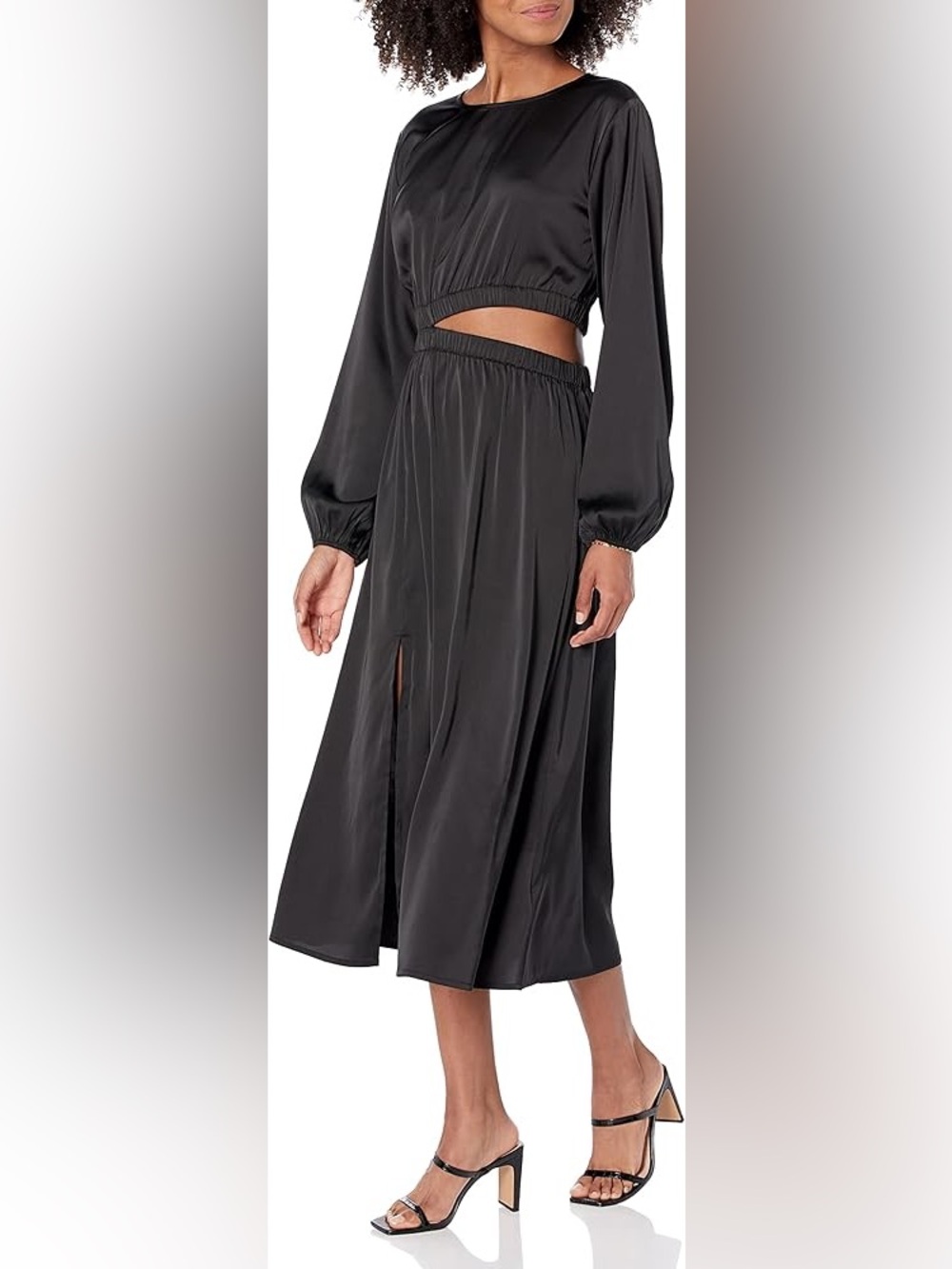 THE DROP Women’s Jacob Long Sleeve Cut Out Midi Dress Black M